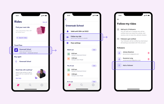 Manage booking - Followers - School